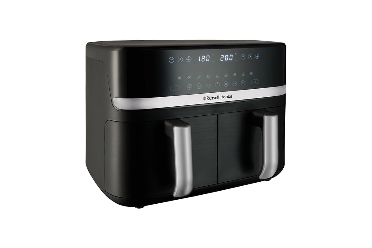 Risparmia energia e cucina per tutta la famiglia con la nuova friggitrice ad aria doppia Russell Hobbs: grande capacità, basso consumo e offerta esclusiva